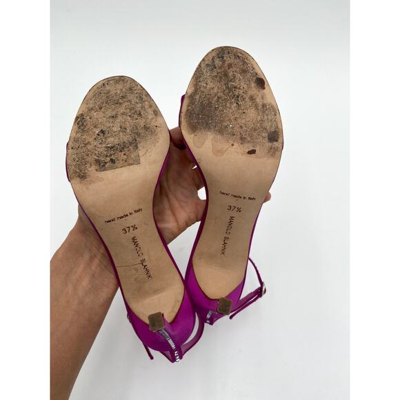 Manolo Blahnik Pink Heels with Silver Accents - Picture 14 of 16